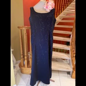 Beaded Navy Blue Gown